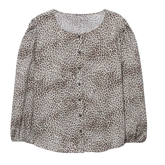 Mango Leopard Print Puff Sleeve Blouse - Picture 5 of 10